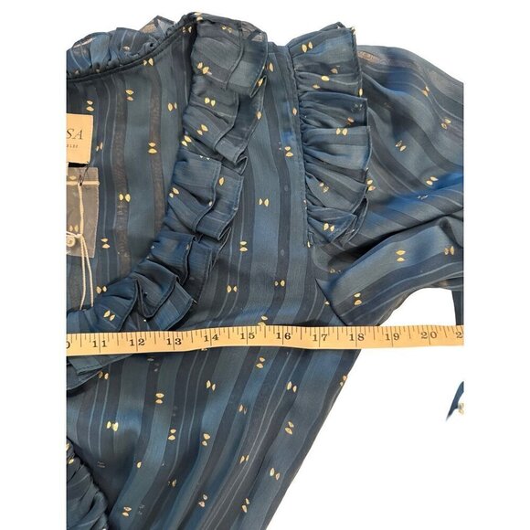 NWT MISA LOS ANGELES Midi Dress Teal Blue Wrap Style Gabriella‎ Size S - Picture 11 of 13